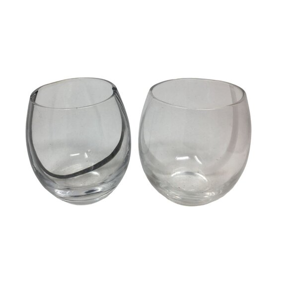 Two Short Clear Glass Drinking Glasses - each about 3.5'' tall - Picture 4 of 7